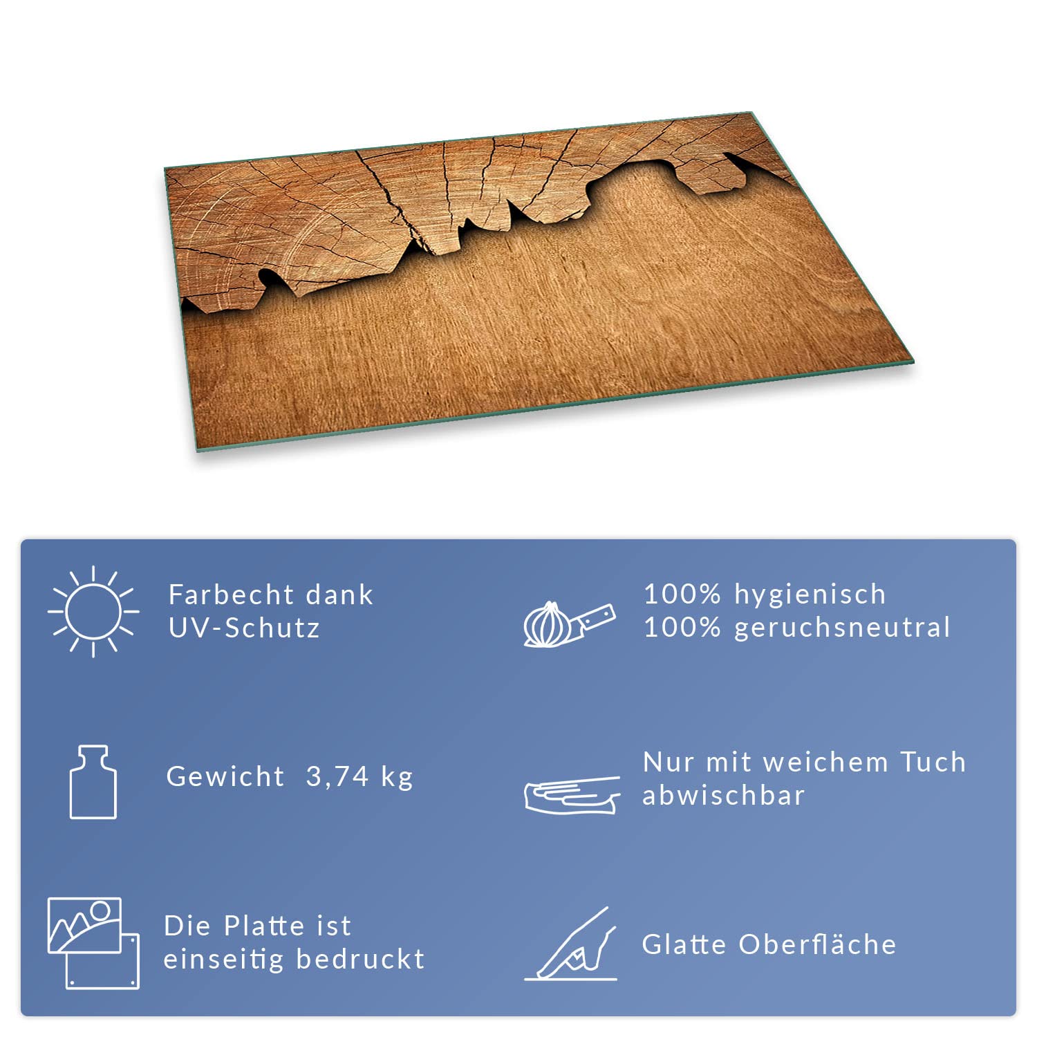 Herdabdeckplatte Abdeckung Ceranfeld Abdeckplatte Schneidebrett 1-Teilig 80x52 Holz Braun Spritzschutz Glasplatte Ceranfeldabdeckung Schutz für Kochplatten Herdschutz Sicherheitsglas Glasschneidebrett