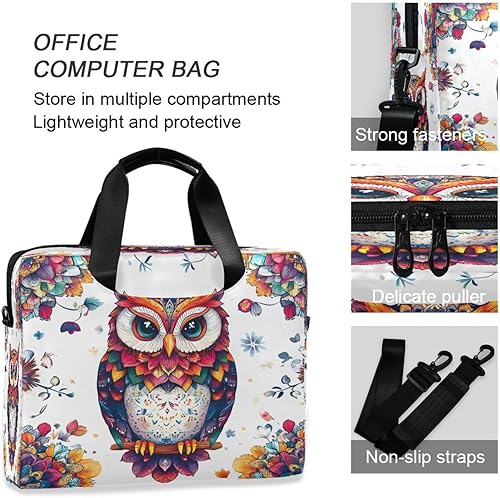 Miniatura 4 de Mandala Boho Animal Owl - Maletín para laptop de 15.6 pulgadas para negocios, bolsa de computadora resistente al agua para portátiles de 14 a 16
