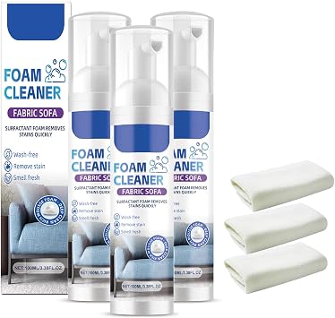 Powerful Fabric Sofa Foam Cleaner No Scrub Upholstery Cleaner For Furniture, Fabric Sofa Foam Cleaner, No-Scrub Deep Cleaning for Couch, No-Rinse Multi-Purpose Foam Cleaner 3pcs
