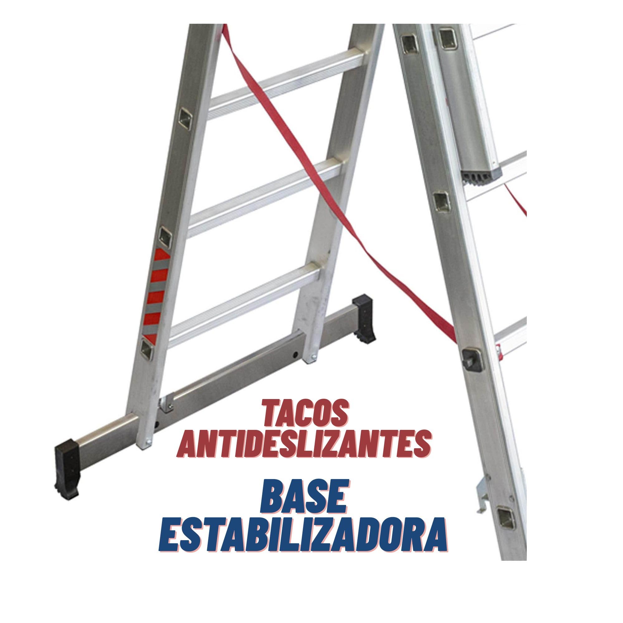 Homelux Escalera Triple Profesional de Aluminio 3x19 Peldaños Extensible Multiposición