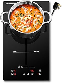 Plug In Induction Hob, AMZCHEF 2800W Built In Induction Hob with 10 Power Levels, 2 Ring Induction Hob with Black Frosted Crystal Glass,Touch Sensor, Independent Control, Child Lock, Timer