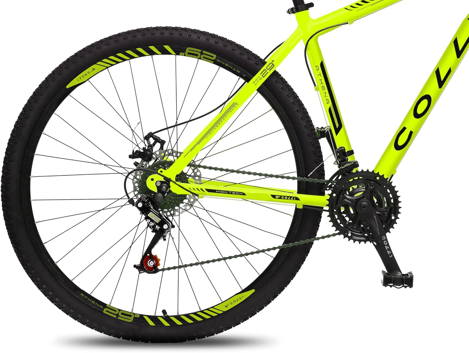 Bicicleta vista lateral, com fundo branco liso.