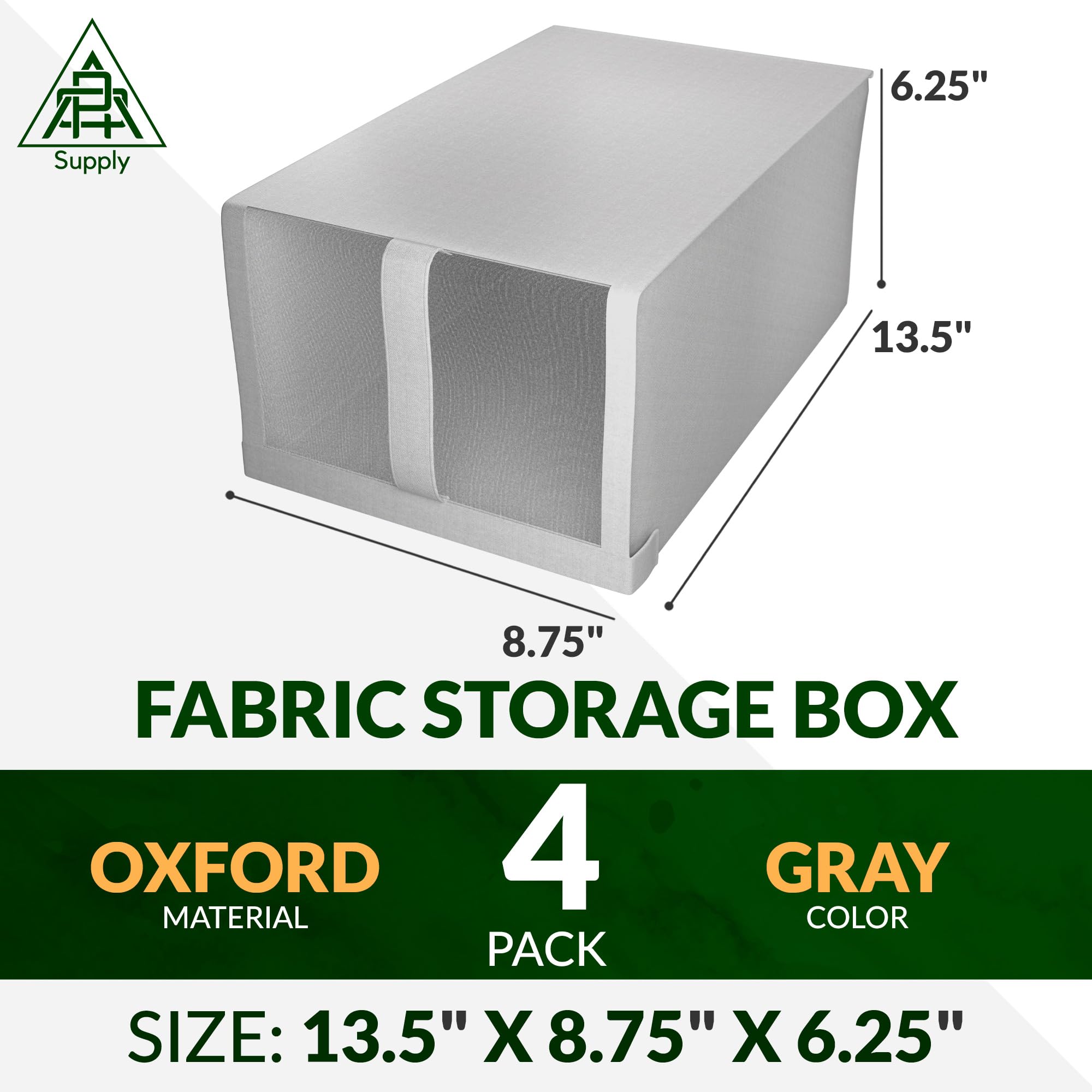 APQ - Scatola portaoggetti in tessuto grigio con coperchio, gancio e passante. Confezione da 4 cubi portaoggetti in tessuto Oxford con coperchi. Scatole portaoggetti pieghevoli ventilate per
