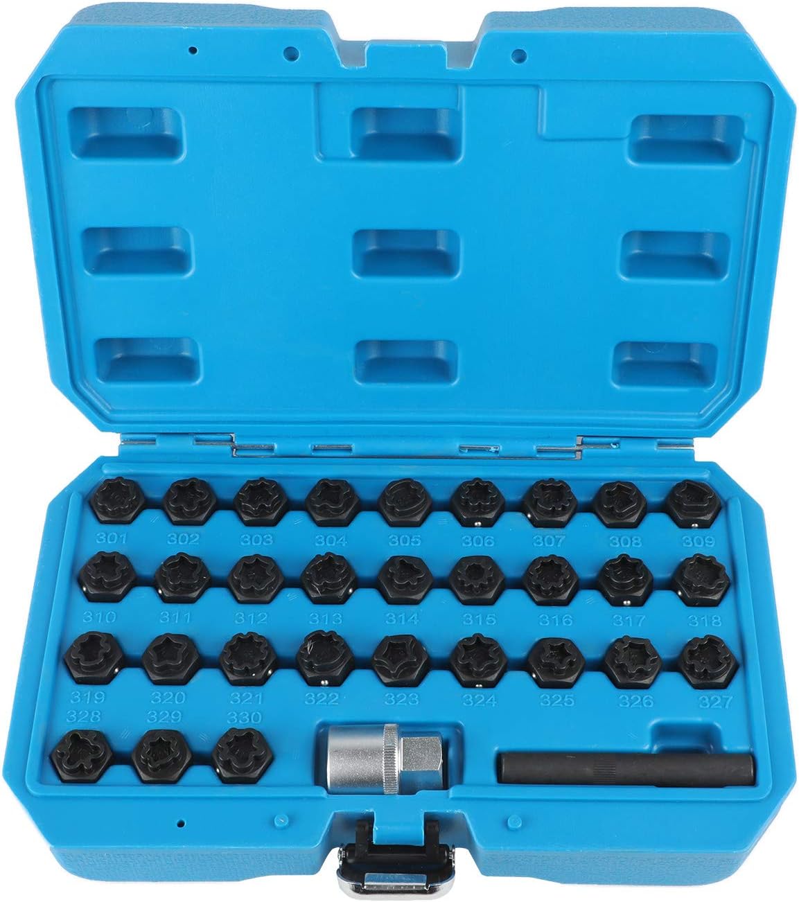 32pcs Wheel Lock Lug Nuts Removal Keys Set, Automotive Wheel Anti-Theft Screws Removal Tool Socket Keys Remover Kit for Mercedes Benz