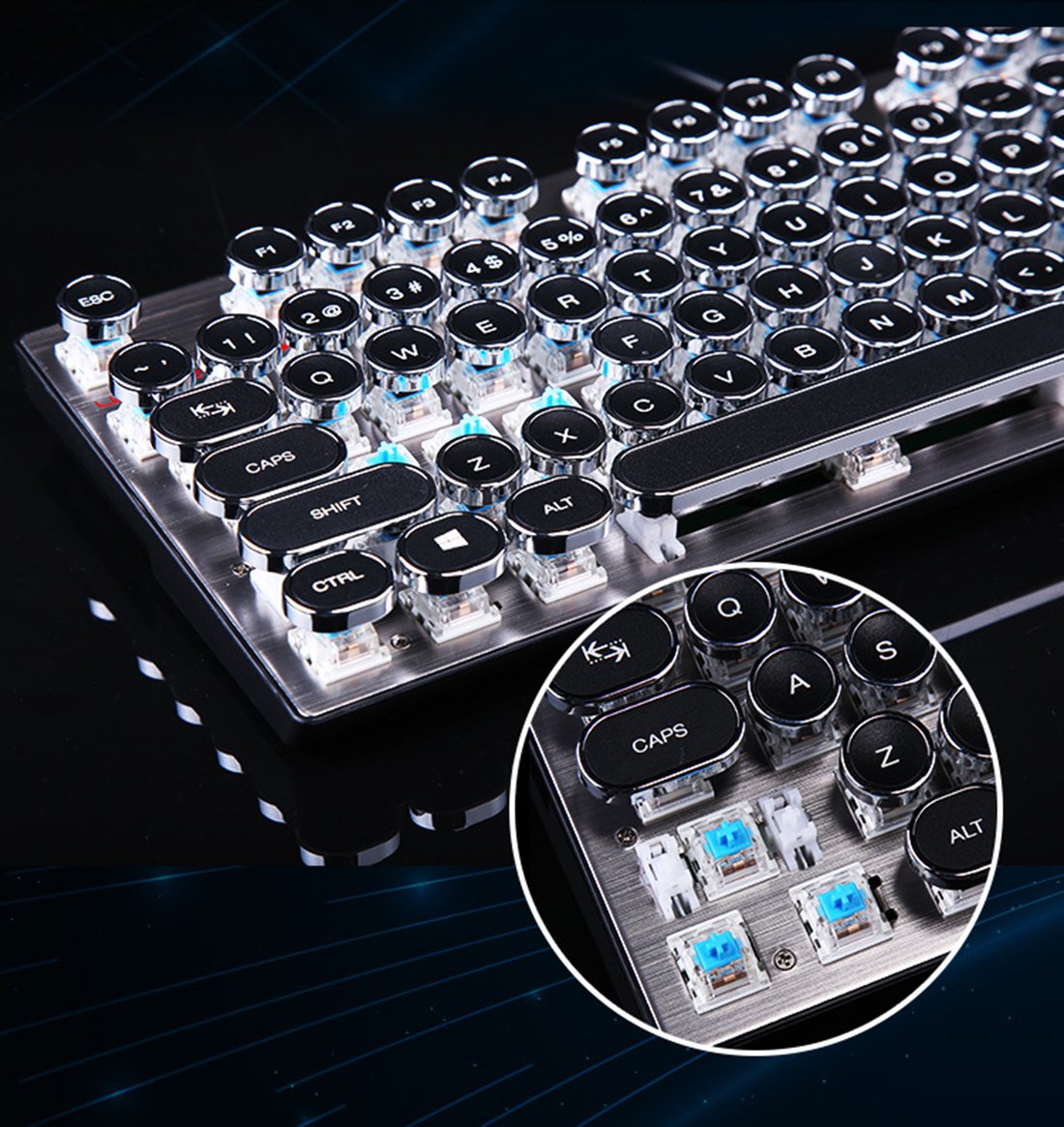 Basaltech Typewriter Style Mechanical Keyboard with Collapsible Wrist