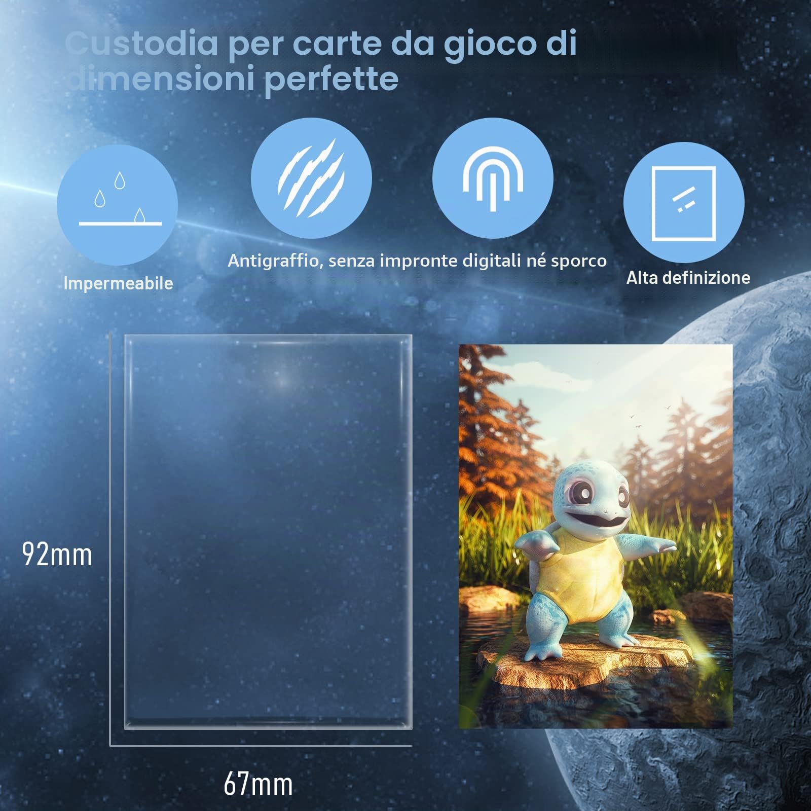 Bustine Carte Protettive Pokemon, 100 Card Sleeves per Giochi di Carte Collezionabili, 67 x 92 mm, Non Sigillato