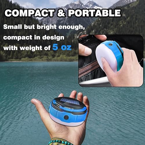 Miniatura 7 de JIATELIN Latern LED recargable para campamento, luz solar azul con 7 modos de luz, banco de energía, cargador USB al aire libre, senderismo, hogar y