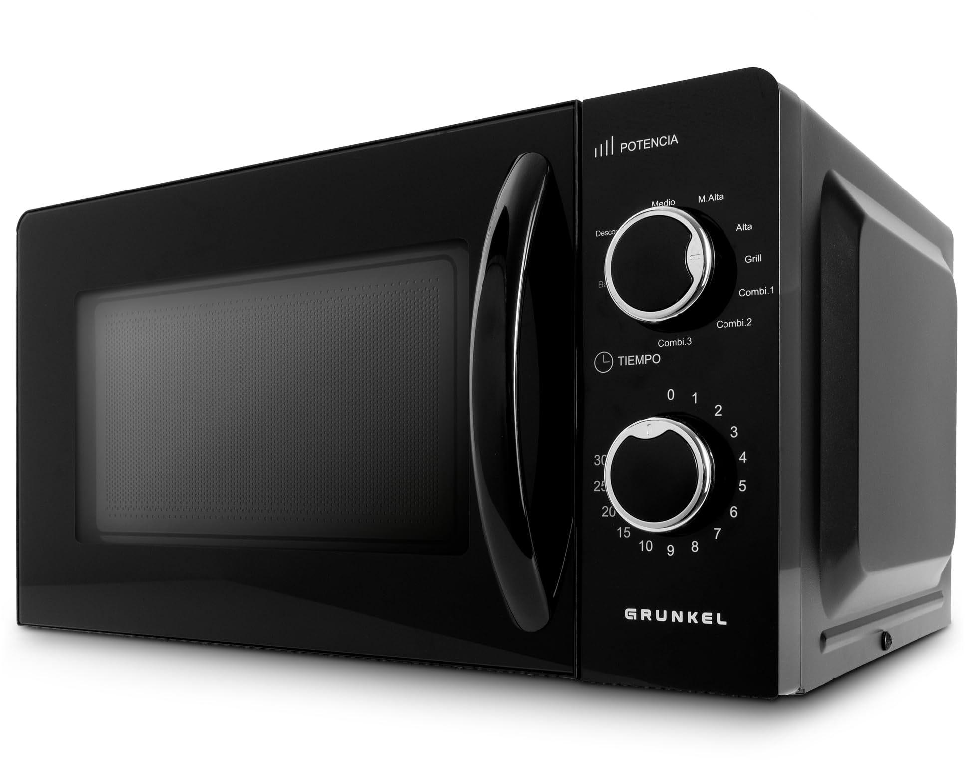 Grunkel - Kuchenka mikrofalowa 20 l i moc 700 W z 5 i 6 poziomami mocy oraz 60-minutowym timerem w kolorze białym (z grillem)
