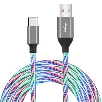 USB C Cable, 3ft Light up Type C Charger Fast Charging Led USB Type C Cord Compatible with iPhone 15,Samsung Galaxy S10 S9 S8 Plus, Note 10 9 8, LG V50 V40 G8 G7 Multicolor
