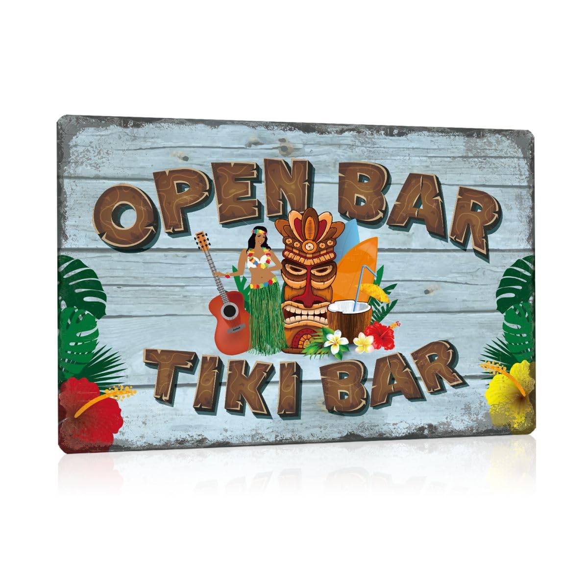 DPKOW Tiki Bar Banner für Hawaii Party Deko, Hawaiian Tropische Party Banner Luau Tiki Fotohintergrund für Tiki Bar Deko, Strand Pool Party Banner Sommerparty Deko Babyparty Geburtstag, 270 x 40 cm