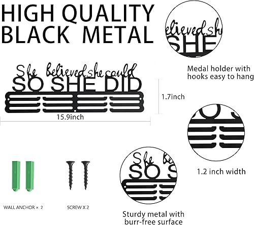 Miniatura 3 de Goutoports Estante de exhibición para colgar medallas, organizador personalizado de cinta de premios para corredores de carreras deportivas, placas