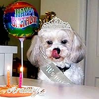 Vista 4 de Corona de cumpleaños plateada, banda con purpurina para cumpleaños, tiara para fiestas y decoraciones