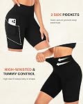 CTHH Biker Shorts Women with Pockets 8" High Waisted Workout Gym Shorts Athletic Yoga Summer Spandex Running Swim Shorts