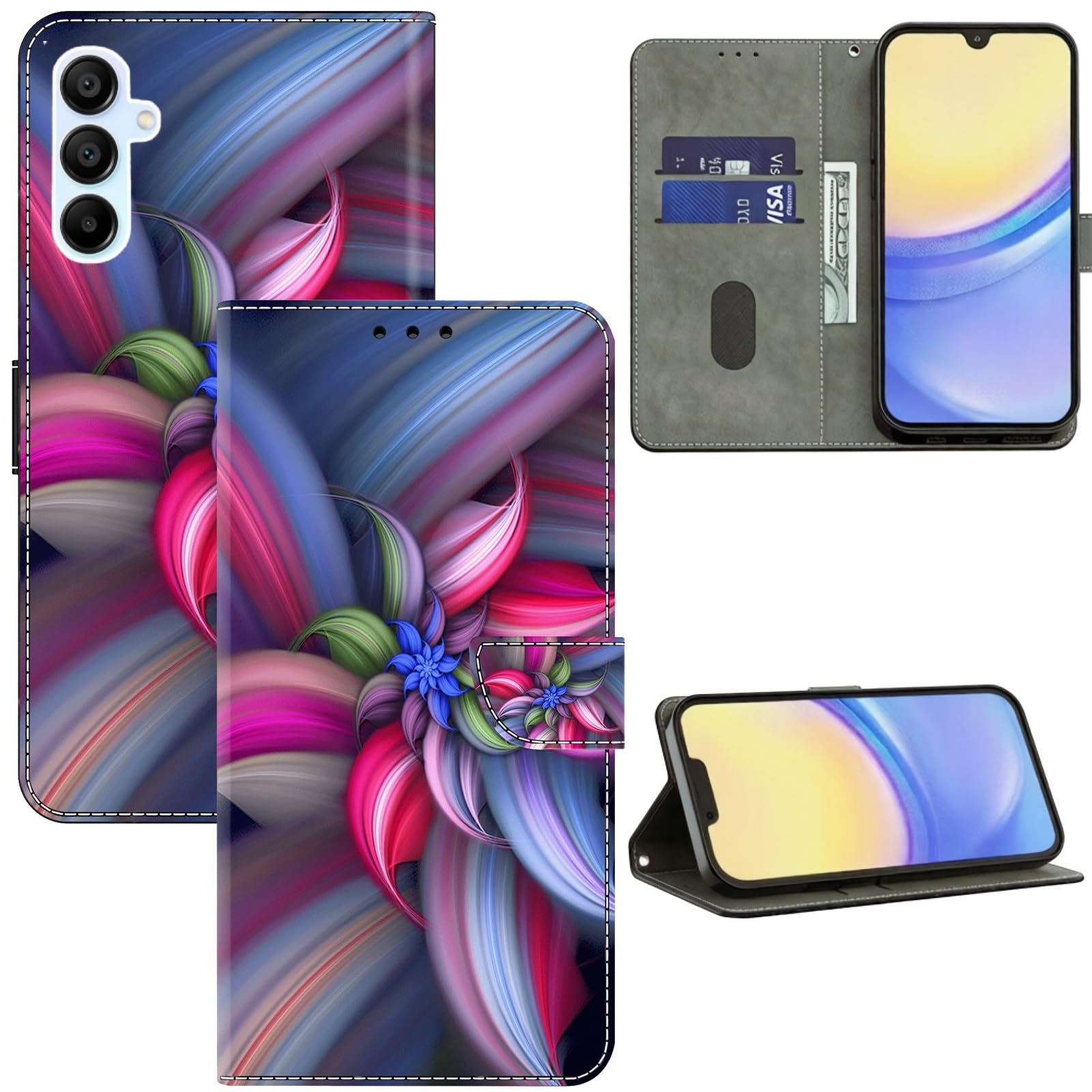 ALILANG for Samsung Galaxy A15 5G/4G Wallet Case with Credit Card Holder, Flip Book Style PU Leather Magnetic Closure Protective Cover for Samsung A15