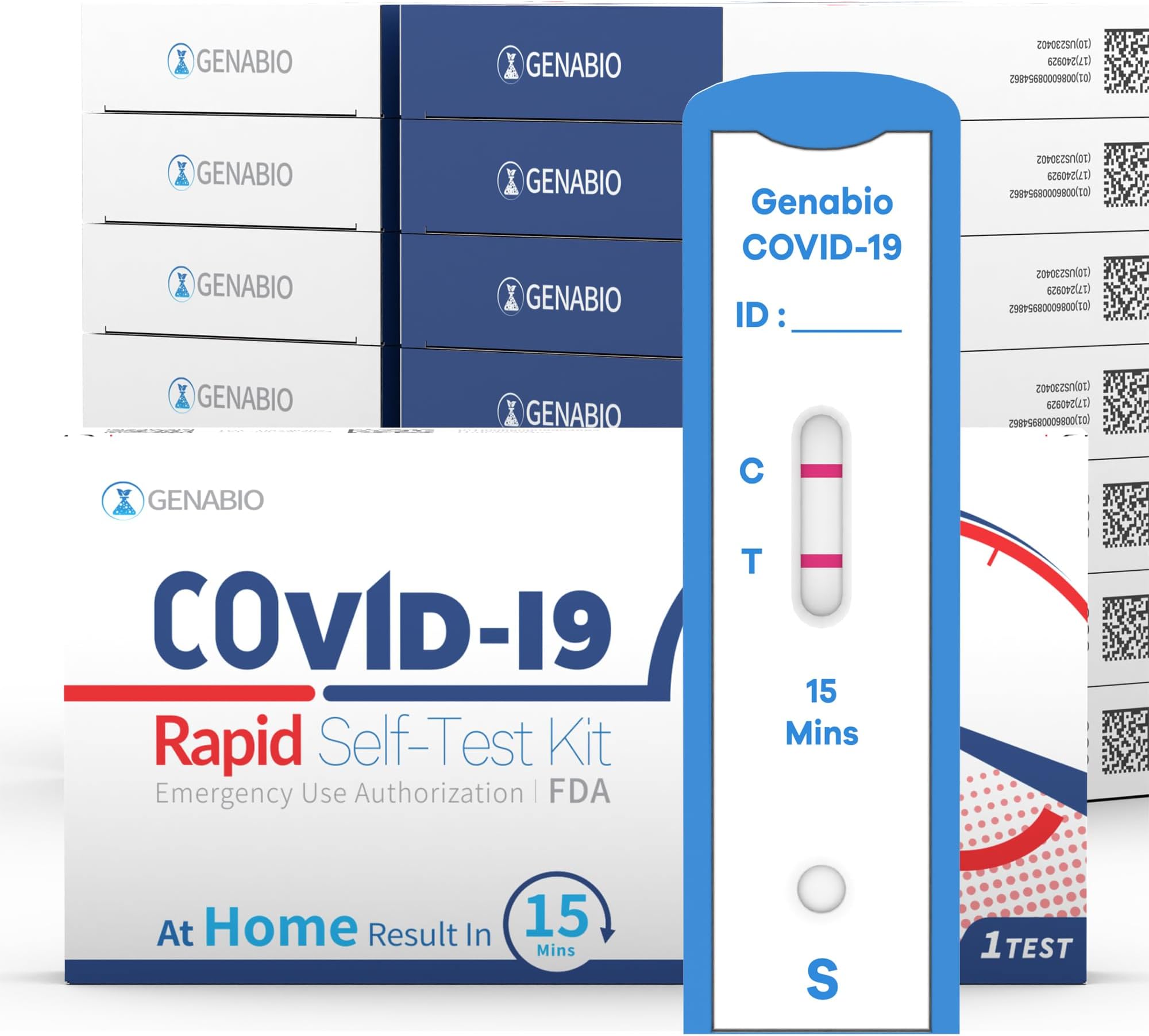 Genabio COVID-19 Antigen Rapid Self-Test Kit (14 Pack) – FDA EUA Authorized | 15-Minute At-Home Results | OTC Nasal Swab | Easy Self-Test (1 Pack, 14 Tests)