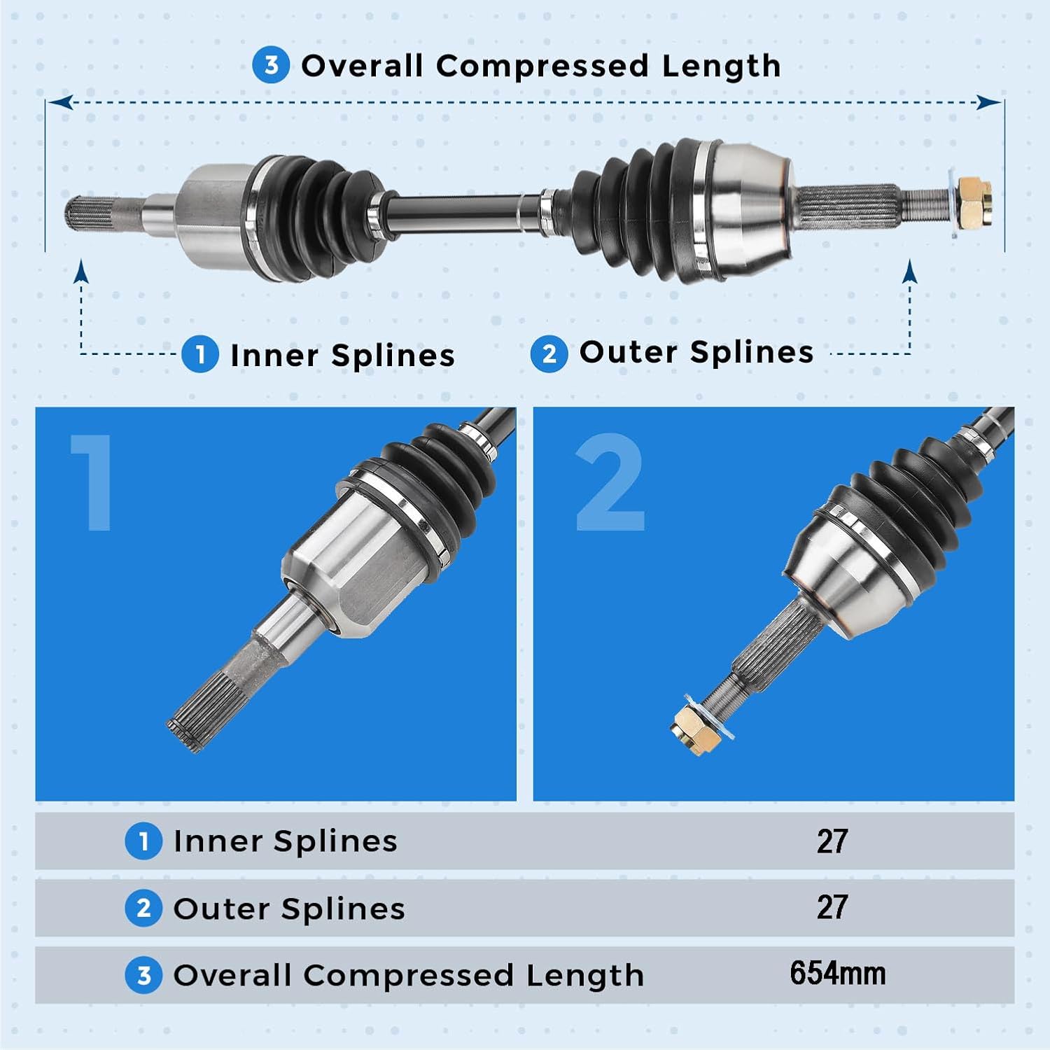 Front Left Driver Side CV Axle Drive Shaft Assembly for 2006-2010 Ford Explorer 4WD for 2006-2010 Mercury Mountaineer 4WD for 2007-2010 Ford Explorer Sport Trac 4WD