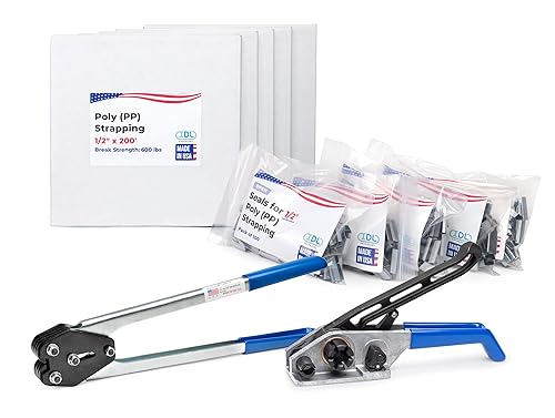 Miniatura 67 de IDL Packaging Kit de flejado de polipropileno (PP) portátil de 1/2 pulgada x 1000 pies, resistencia a la rotura de 600 libras, solución de flejado