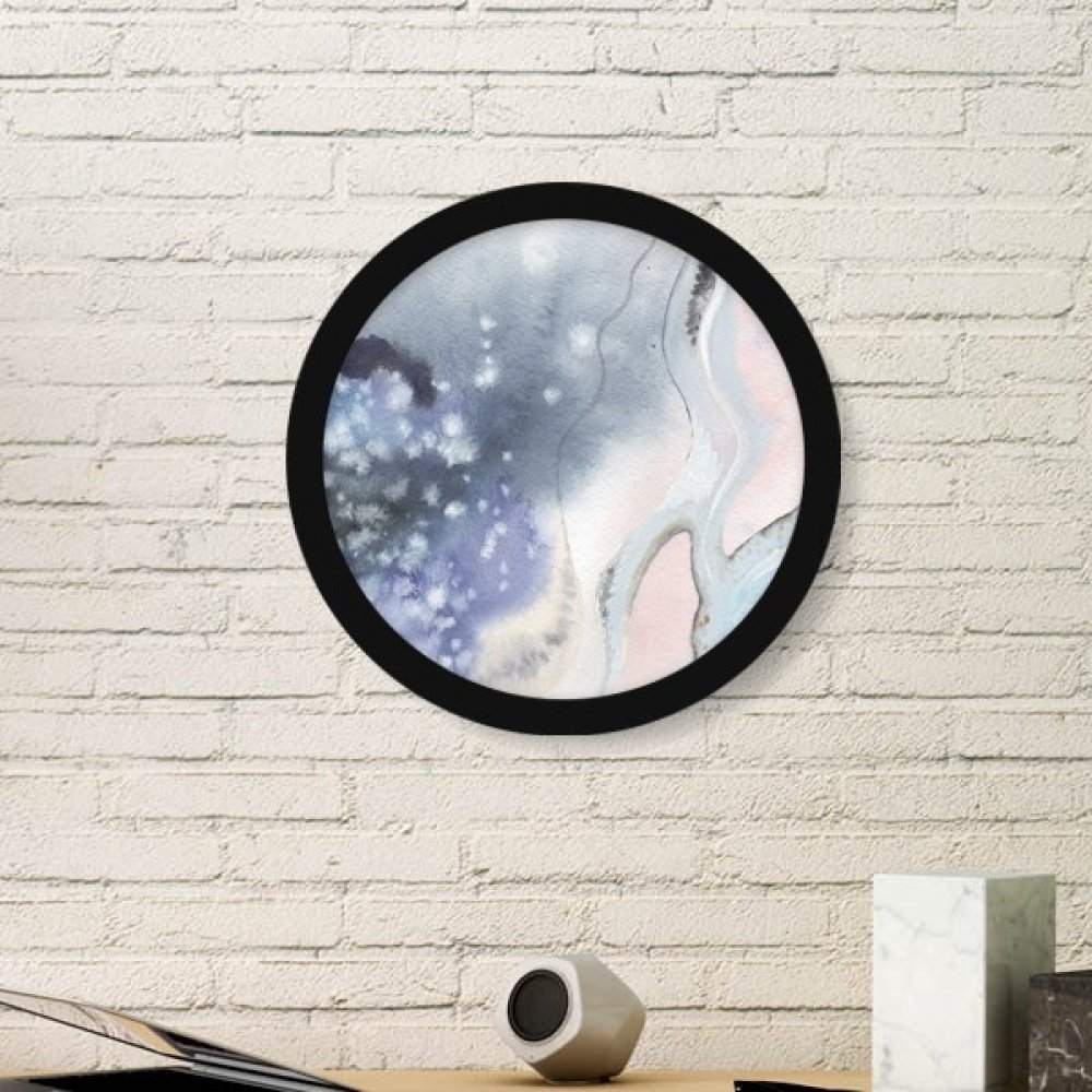 Cadre photo ronde en bois peinture art encre aquarelle noir pour deco interieure zen