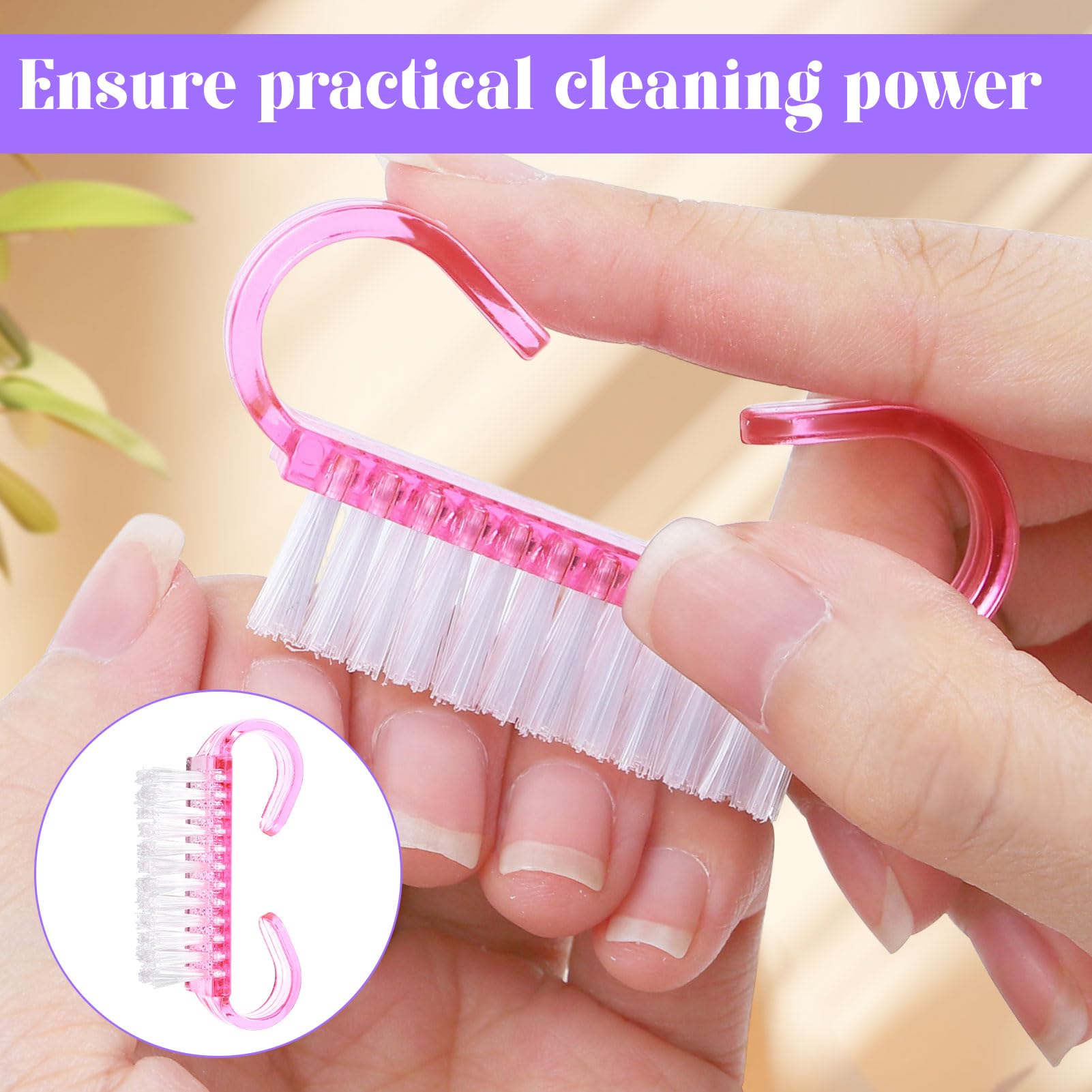 Nail Brush 20pcs Nail Brushes for Cleaning Nails for Cleaning Hand Toes Nails Home Garden Salon Use(Blue, Green, Pink, Purple) - Image 4