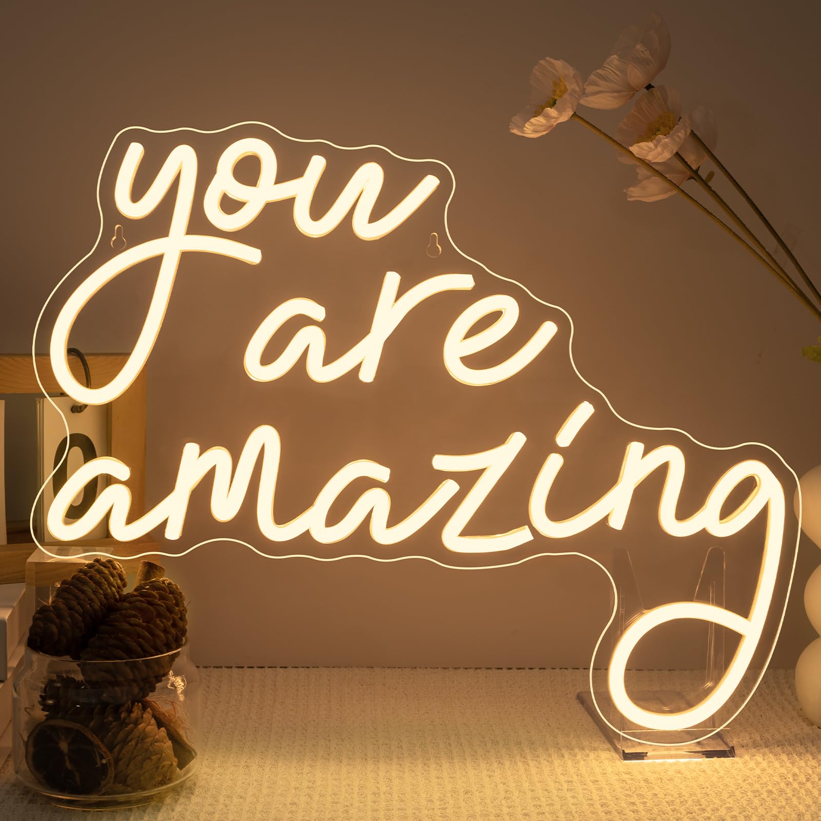 You Are Amazing Neon Sign Warm White Usb Word Neon Lights for Wall Decor Led Letter Light Up Sign for Classroom Bedroom Home Bar Man Cave Party Birthay Wedding Gifts — image 1