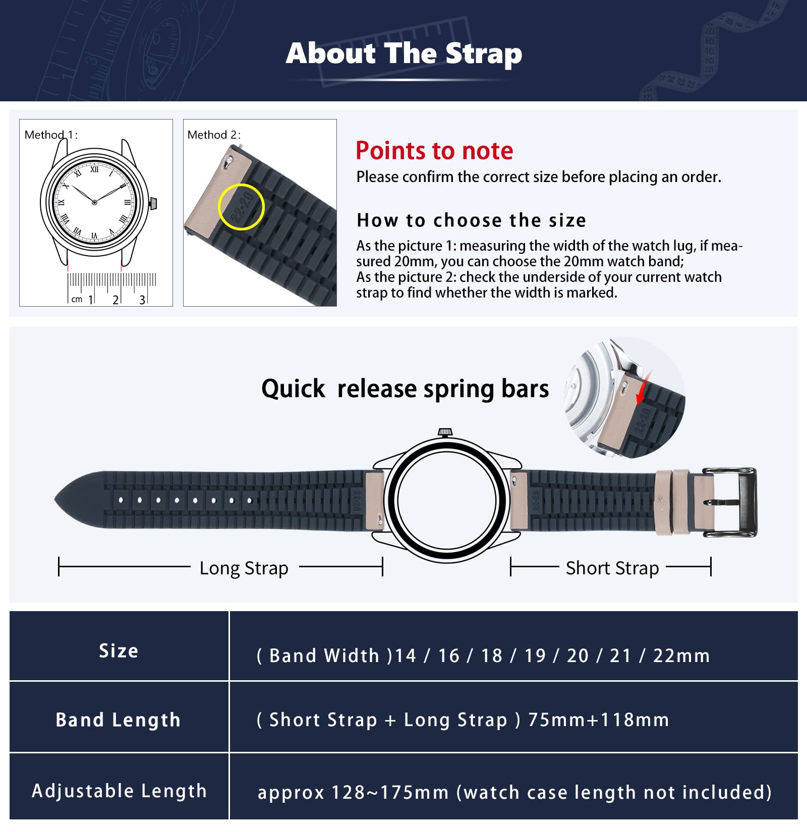 Amazon.com: BINLUN Leather Watch Bands Quick Release 14mm-22mm