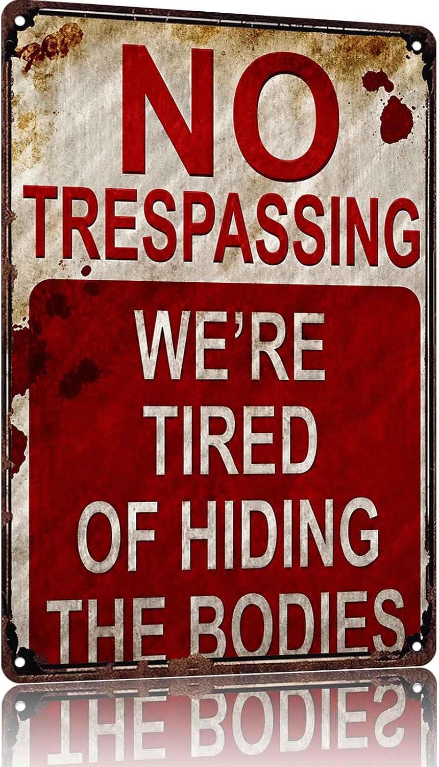Vintage No Trespassing Metal Signs 8x12 Inch, Yard Wall Decor