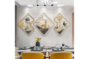 Metal Deer Wall Decor, 3D Ginkgo Leaf Metal Art Wall Decor 78x27in