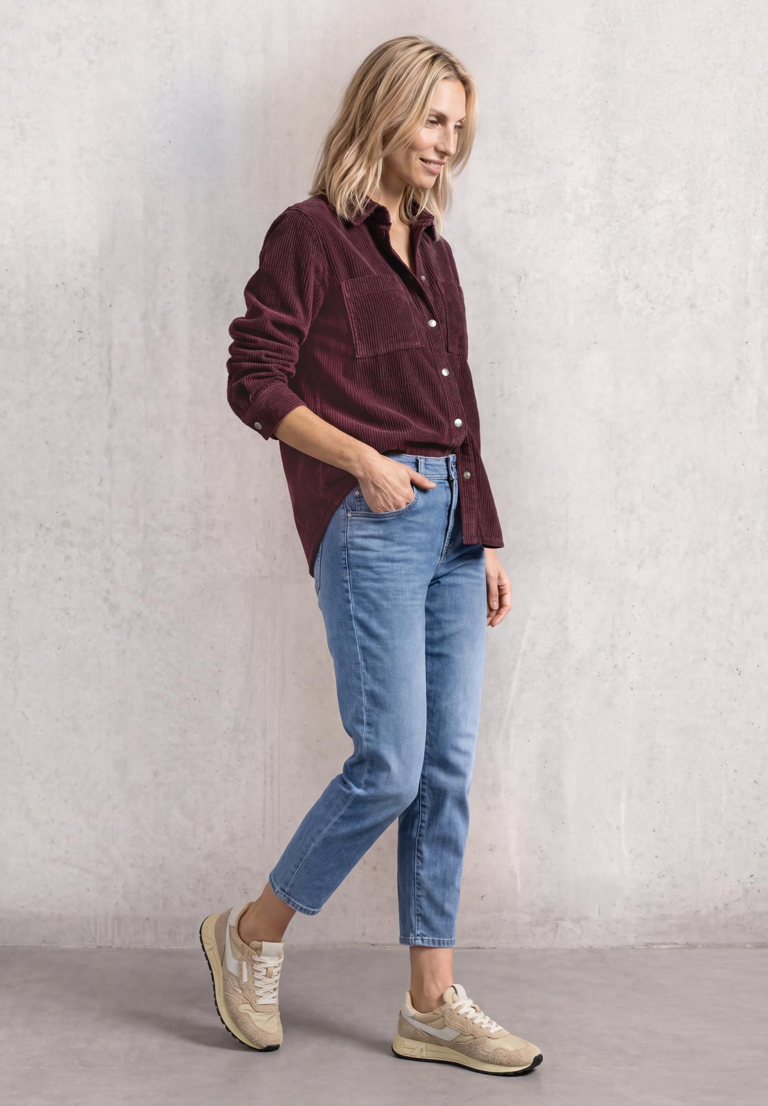 Street One Langarm Hemdbluse aus Cord mit Knöpfen