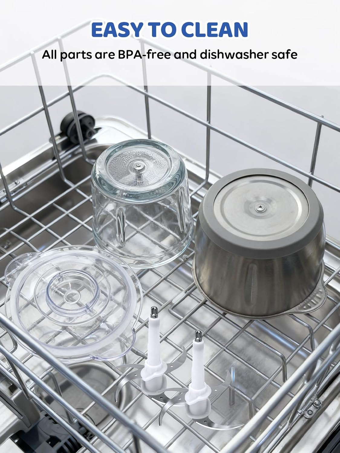 iRIITCH Food Processors, Electric Food Chopper with Meat Grinder & Vegetable Chopper - 2 Bowls (10 Cup+5 Cup) with Powerful 500W Copper Motor - Includes 2 Sets of Bi-Level Blades for Fruits/Meat/Nuts