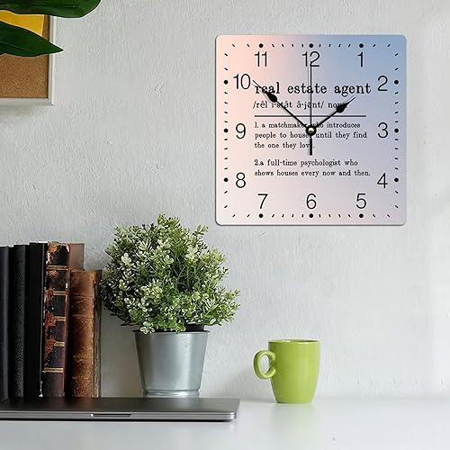 Miniatura 188 de Definición de recursos humanos Reloj de PVC con refranes inspiradores, números cuadrados, tipografía, impresión de poste de 12 pulgadas, silencioso