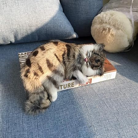 Kawayi Chat Peluche Interactive Chat Realiste Endormi Chaton Miaule Simulation Jouet En Peluche Vrai Cadeau Peluche Animaux Decoration Maison A Amazon Fr Cuisine Maison