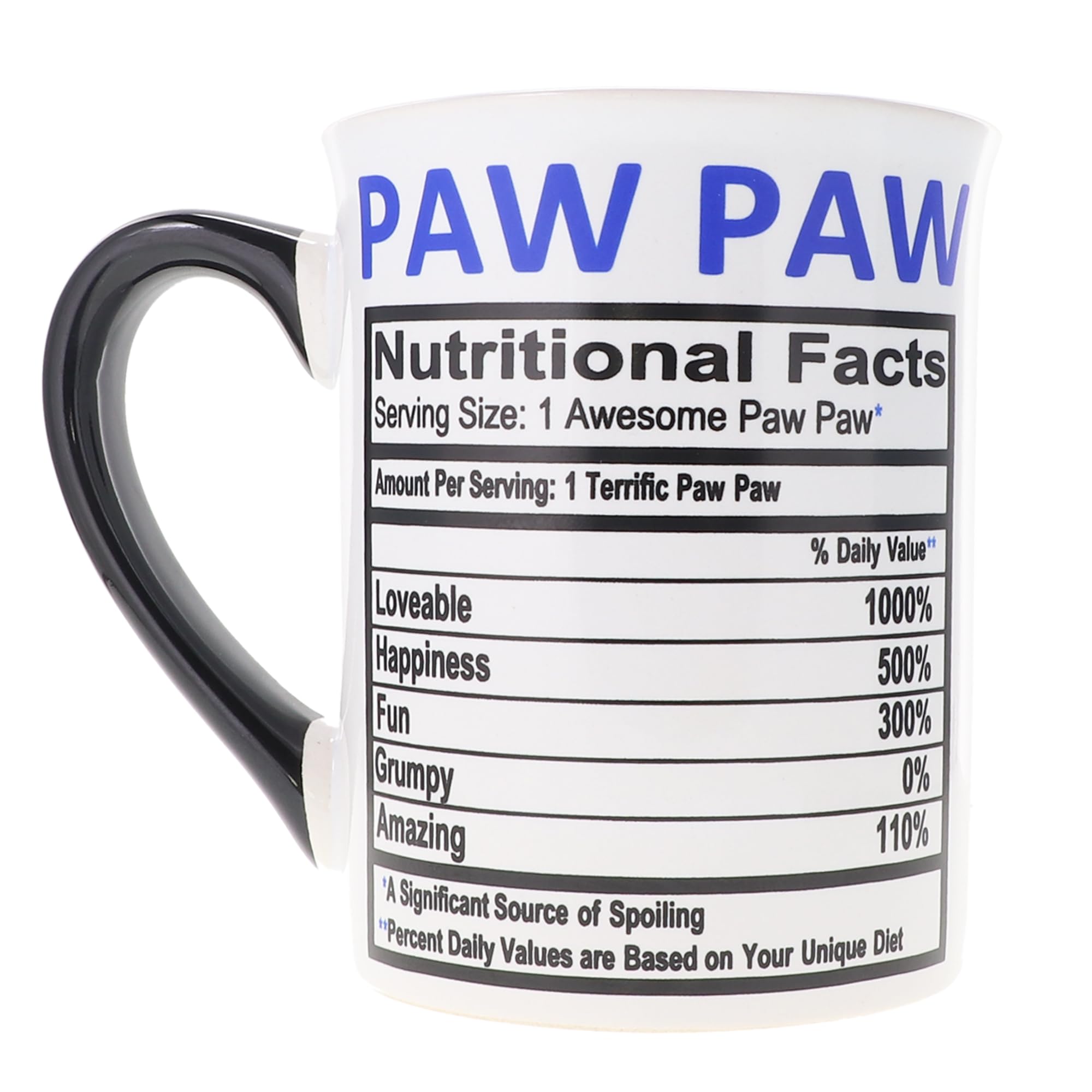 Cottage Creek Paw Paw Mug, 16 oz Black and White Gift Boxed Large Ceramic Coffee Cup, Cute Tea Mug and Coffee Mugs for Men, Grandpa, Papa and Pop