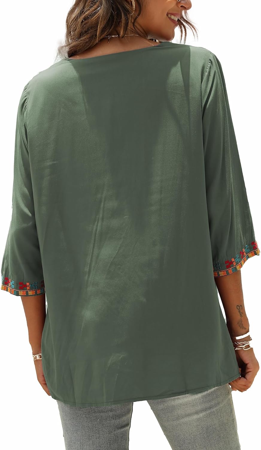 Mexican Shirts Peasant Blouses Bohemian Embroidered Tops Boho Clothes for Women - Image 4