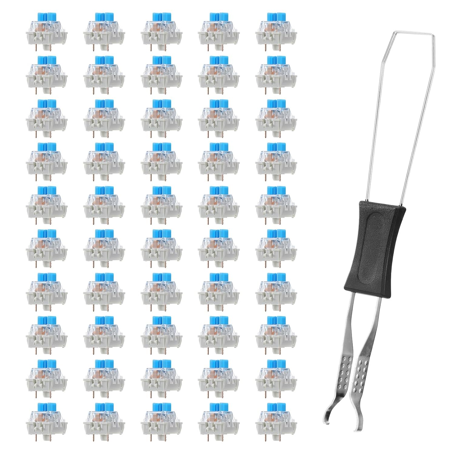 45 PCS Mechanical Keyboard Switches 3 Pin Blue Clicky Switches Dustproof Keyboard Clicker Keys Replacement for Gaming Keyboards