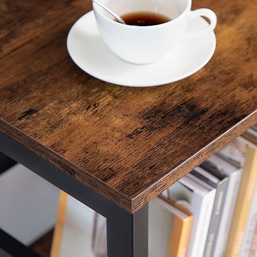 Miniatura 7 de Estantería de 3 niveles, estantería estrecha, estante de almacenamiento de discos con valla lateral, estantes independientes de madera, estante de