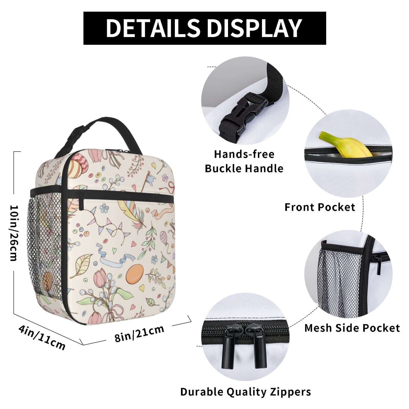 Isolierte Lunchtasche Mit Bären-Muster – Für Arbeit, Picknick & Reisen, Ca. 25x20x10 Cm, Aus Polyester, Wasserdicht & Leicht Zu Reinigen