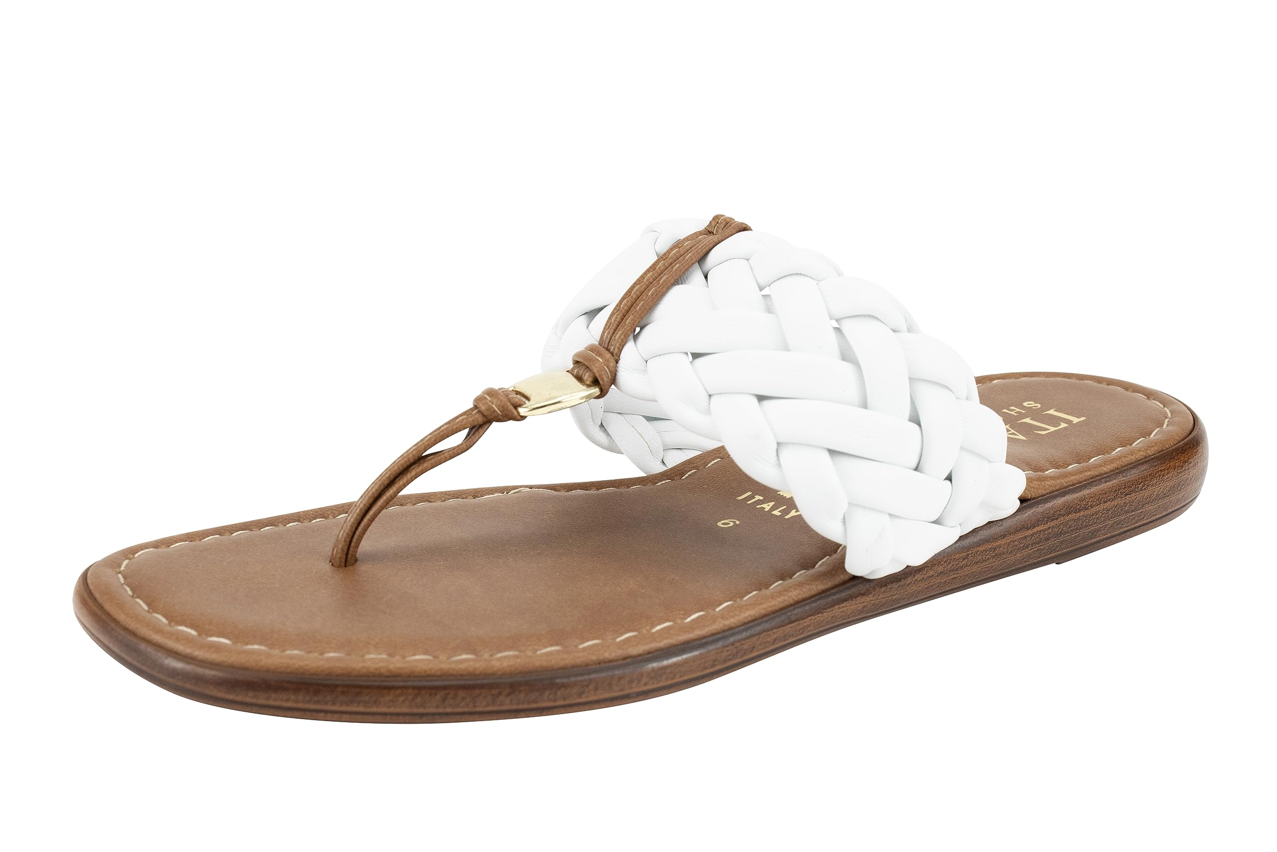 ITALIAN Shoemakers Honi Womens Braided Thong Sandals for Women with Padded Footbed, Stylish and Comfortable Handcrafted Italian Shoes