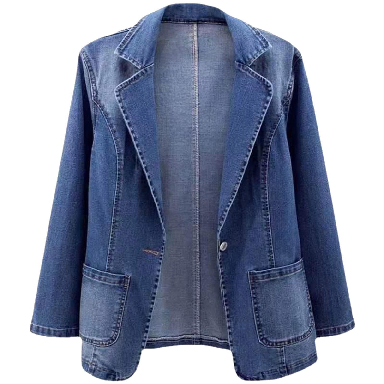 Cocila Veste En Jean Pour Femme Couleur Unie Coupe CintréE Avec Poche à Nouer Automne Manteau Fourrure Veste Blanche Demi Saison Vestes De RandonnéE Homme Mi Doudoune Longue