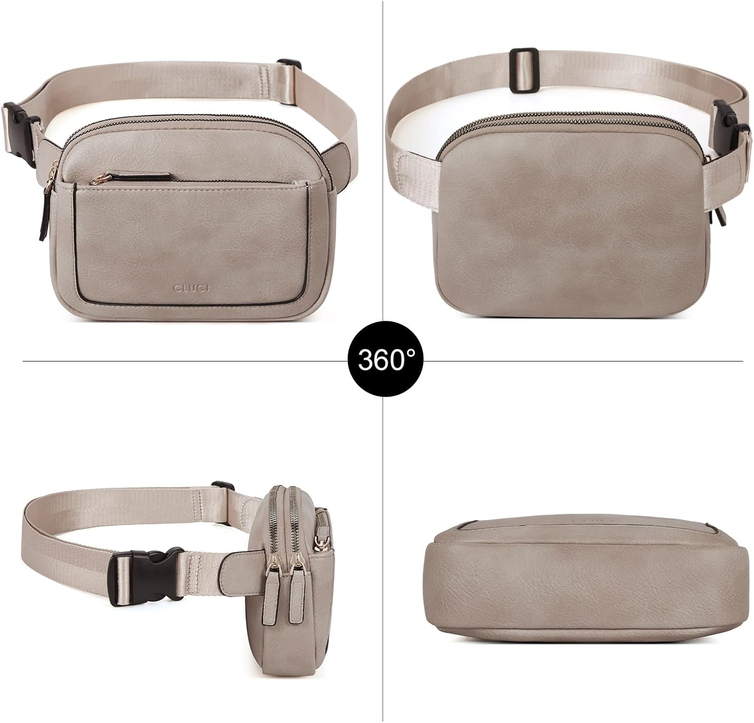 CLUCI Fanny Packs for Women Cross body, Belt Bag for Women, Mini Everywhere Crossbody Waist Bag Adjustable Strap, Vegan Leather Women's Fanny Pack