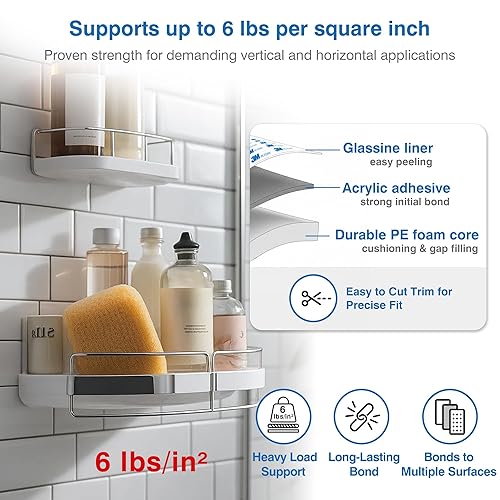 Miniatura 3 de Cinta extraíble de doble cara  Cinta de montaje de espuma PE de servicio pesado de 1 pulgada x 16.5 pies con promotores de adhesión  Seguro para