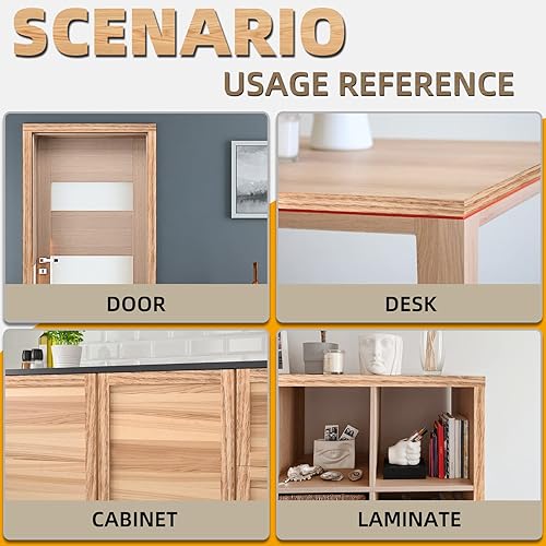 Miniatura 7 de GSCIT Club Bandas de borde de roble rojo, rollo de 1 12 pulgadas x 25 pies de bandas de borde de chapa flexible y flexible, bandas de cinta de