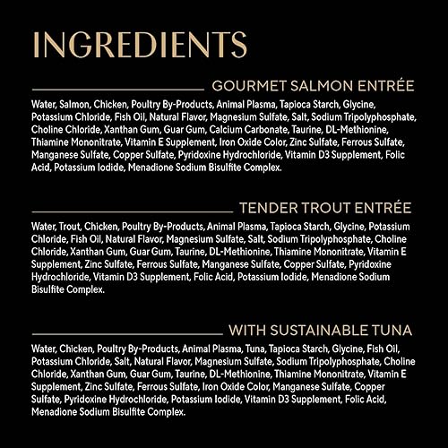 Miniatura 3 de Sheba Perfect PORTIONS - Cortes de comida para gatos adultos en salsa, salmón, trucha y atún sostenible, paquete de donación variada, 24 unidades de