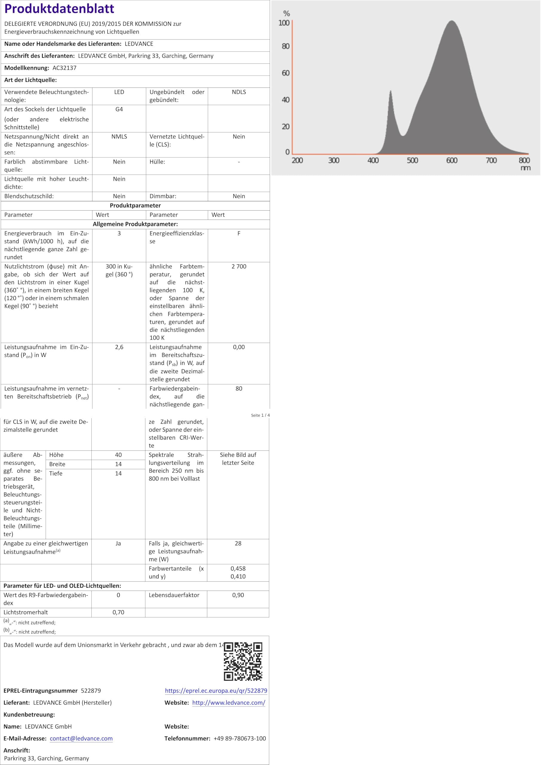 OSRAM Lámpara LED con base G4, luz blanca cálida (2700 K), lámpara de bajo voltaje de 12 V, 2,6 W, reemplazo de la lámpara tradicional de 28 W [clase energética F] [clase energética F] (Paquete de 5)