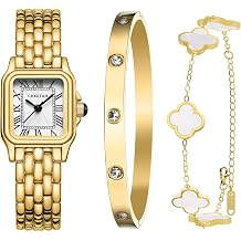 CHEETAH Womens Gold Bangle Watch and Bracelet Set