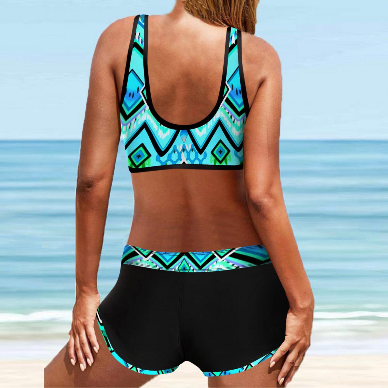 Sheey Verano Bikinis Mujer Dos Piezas Bañador Reductor Barriga Bañadores de Mujer Banador Biquinis Tankinis Bikini,Elegante Gasas Elasticos sin Espalda Flores Push Up Tallas Grandes Fiesta Playa