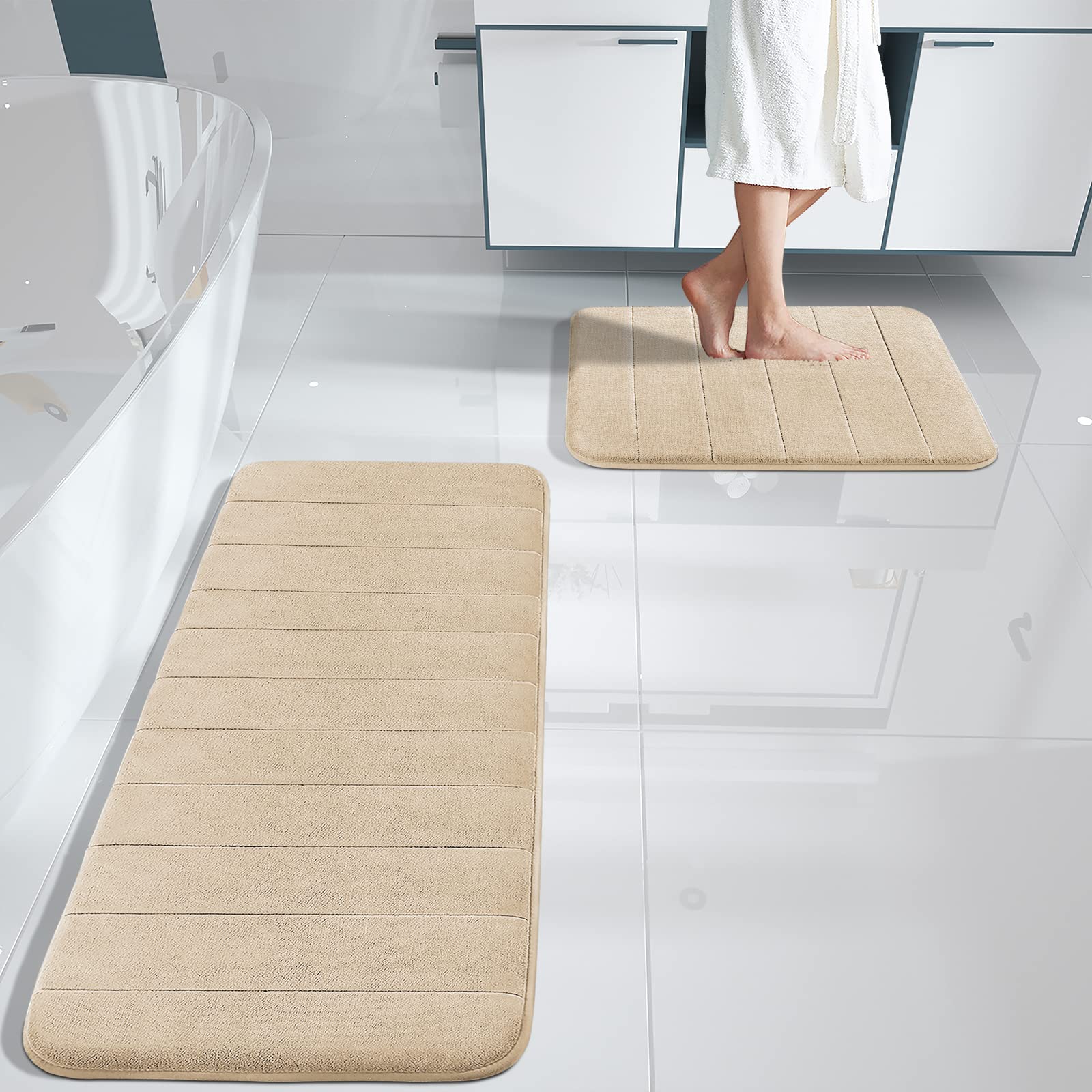 Yimobra Large Memory Foam Bathroom Mat 2 Pieces Set, Non Slip - Super ...