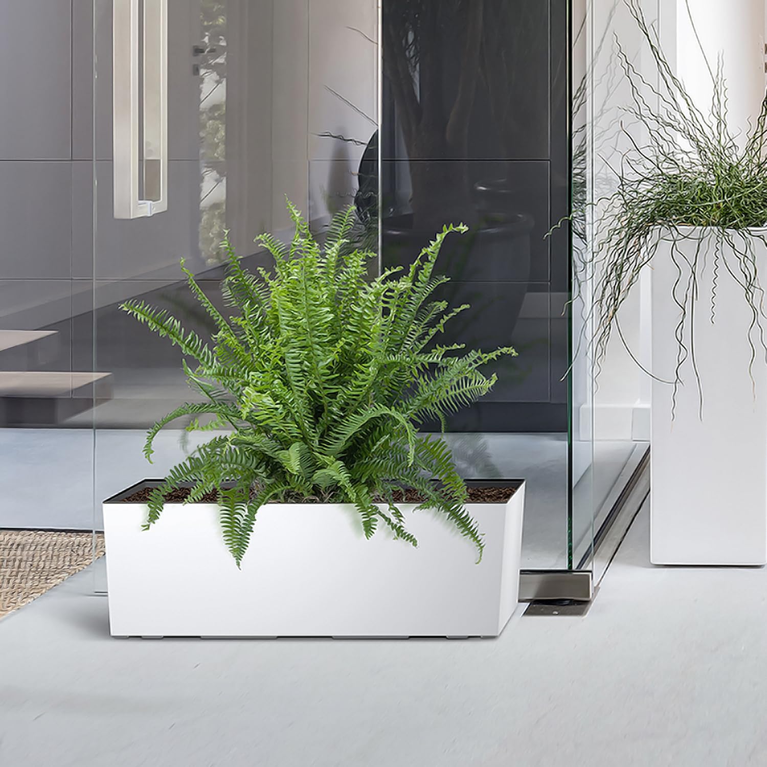 IMJ-Global Vaso per Fiori Piante Rettangolare Urbi Case In Plastica 77x23,5x24,6cm Da Interno Esterno Bianco 40 Litri Design Moderno