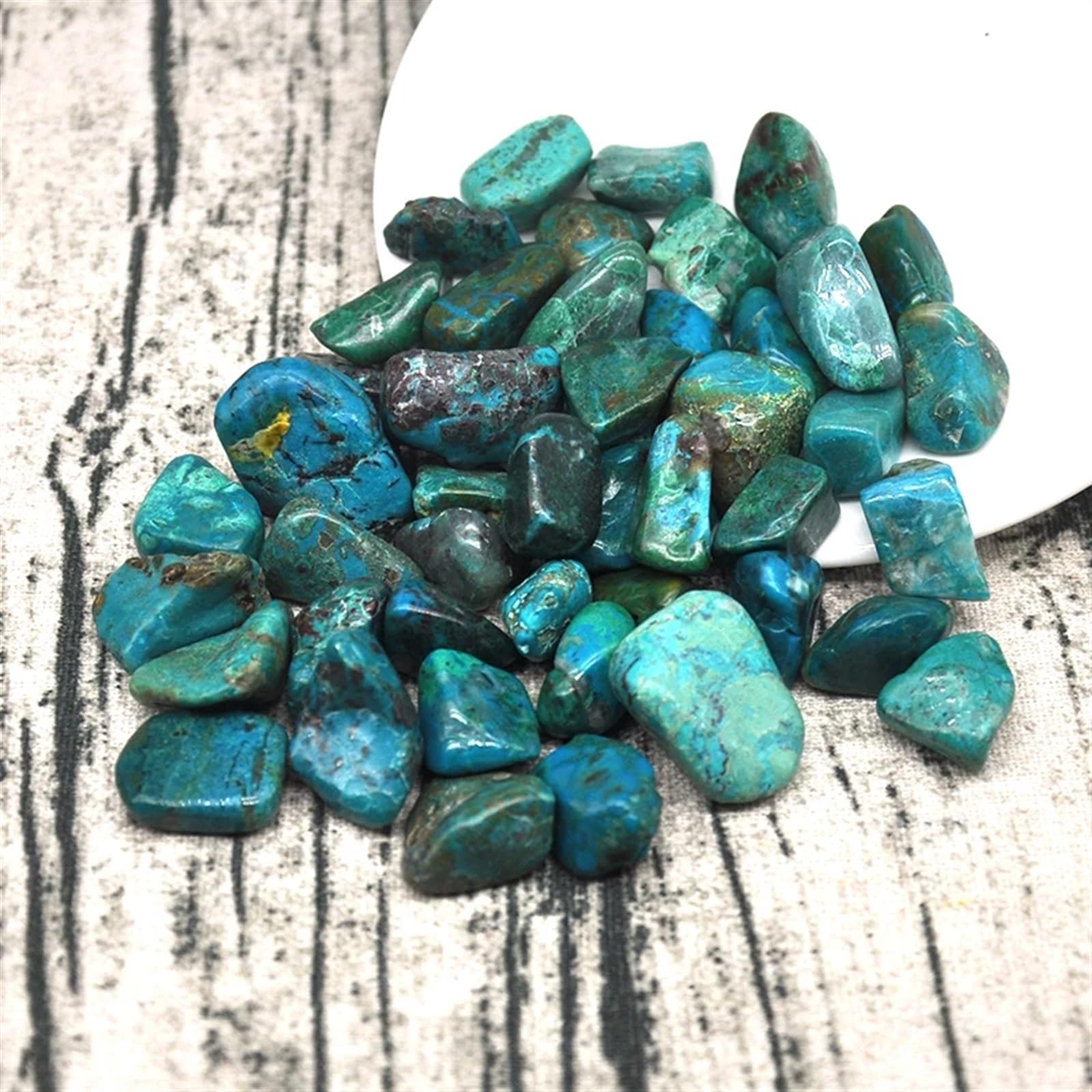 AtkitS Hermoso Grava de crisocola Natural, tamaño de Muestra, Piedras caídas Irregulares, Cristales curativos de Reiki, Mineral de Cuarzo, decoración del Acuario del hogar (Size : 200g)