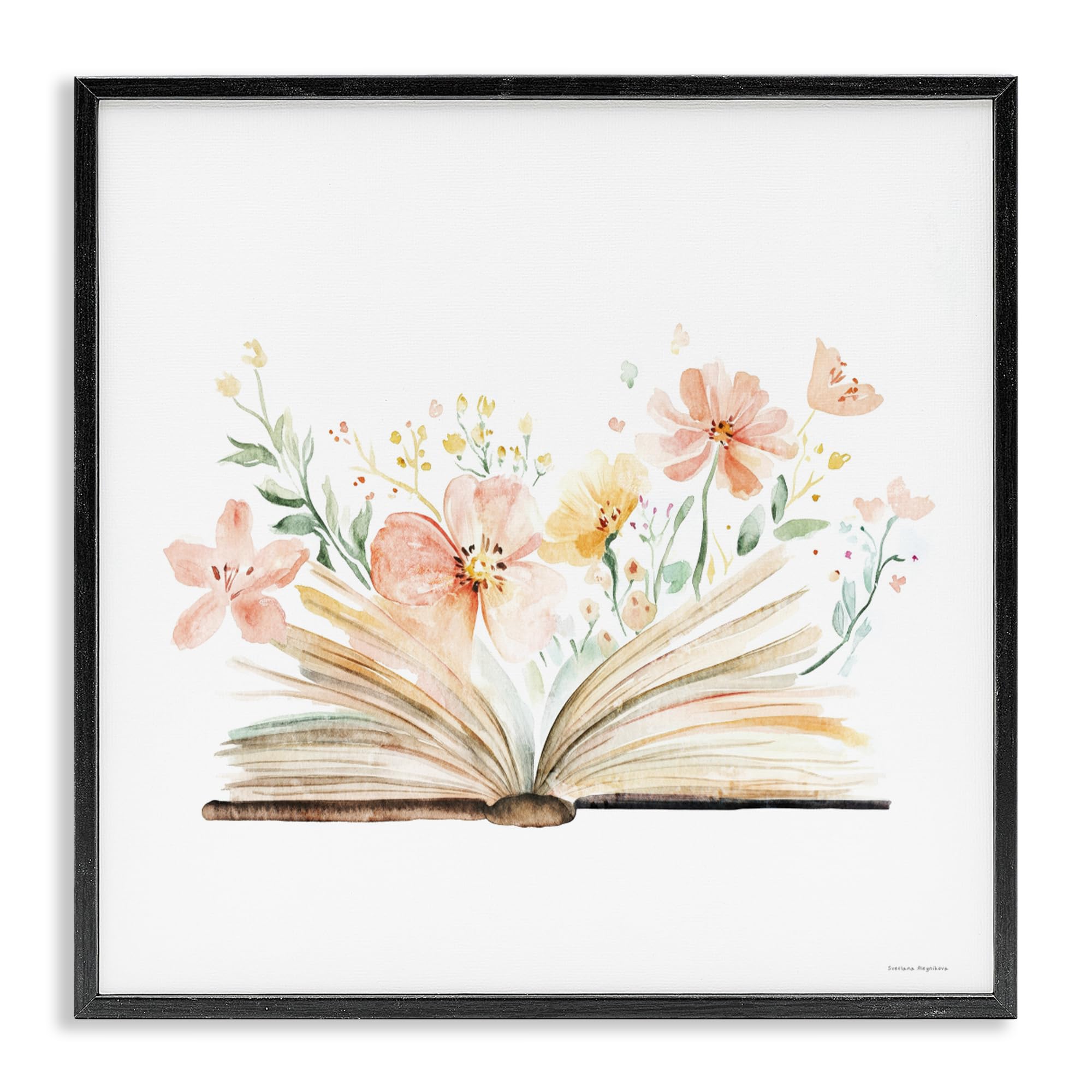 Art mural Floral Flourishing Words cadre noir Stupell décoration poétique maison