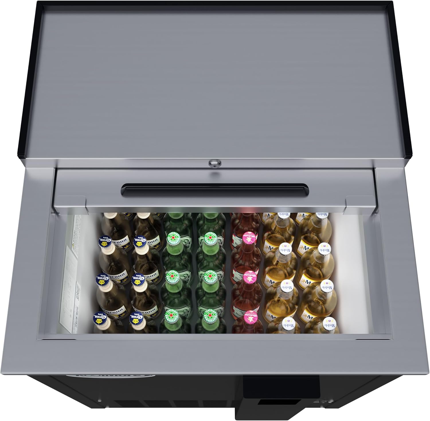 KoolMore 25 in. Commercial Bottle Cooler in Black with Built-In Opener, ETL Listed, 5 cu. ft. (KM-BOC25-BK)